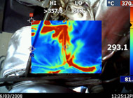 Thermal imaging photo of blankets along hot exhaust